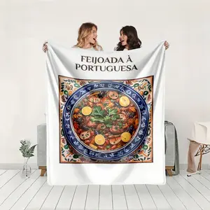 1 piece Portuguese-style Black Bean Stew with Meat (Feijoada à Portuguesa) Traditional Cuisine_6119 themed flannel blanket - Modern design flannel blanket, suitable for sofas and beds, all-season use, super soft and warm, digital printing, 100%