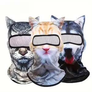 4 Counts 3D Cat Ski Balaclava Sheisty Face Mask with Ears, Animal Ski Mask,for Music Festivals Raves Ski Outdoor Activities