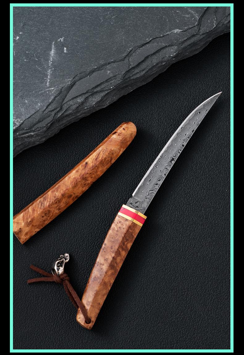 Damascus Steel Paring knife, portable household knife, for kitchen and patio barbecues, camping