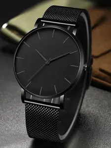 Fashion ultra thin creative black stainless steel quartz watches male simple fashion business wristwatch male watches Casual Analog Watch