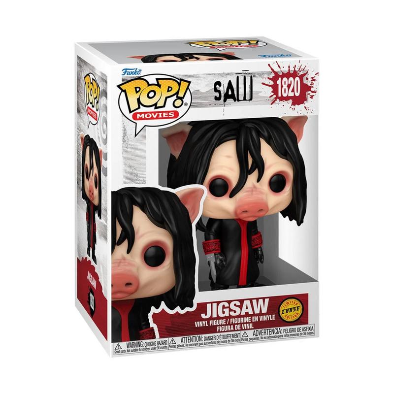 Funko Pop! Saw Jigsaw CHASE Vinyl Figure #1820 Pig Mask Horror Disturbing Dark Robe Dangling Hair Realistic Snout