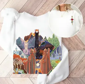 LOTR Middle Earth 2 Sides Tshirt, Lord of The Rings Menswear and Womenswear Sweatshirt, The Hobbit Tolkien Vintage Cotton Hoodie Graphic