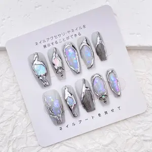 Simple Pink Purple Nail/Velvet Cat Eye Nail/Handmade Press on Nails