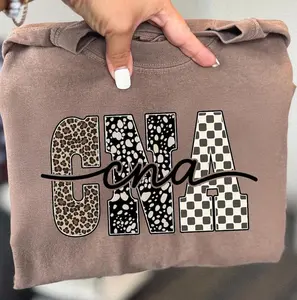 Leopard Checkered CNA Nurse Shirt, Nursing weatshirt, Gift for Healthcare Worker