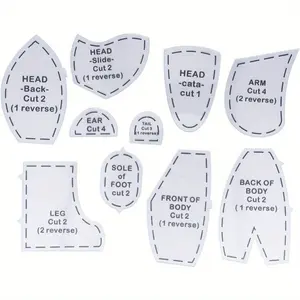 10pcs Memory Bear Sewing Patterns Template, Bear Sewing Template Set for Sewing (M 12inch)