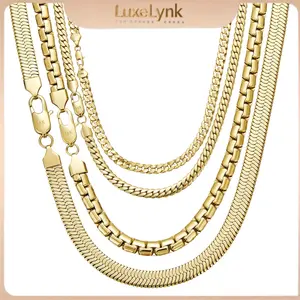 14k Gold Plated Miami Cuban Link Chain Necklace Golden Stainless Steel lced Out Clasp Hip Hop Jewelry for Men/ Women  Thickened New waterproof and rust-proof treatment Black Friday
