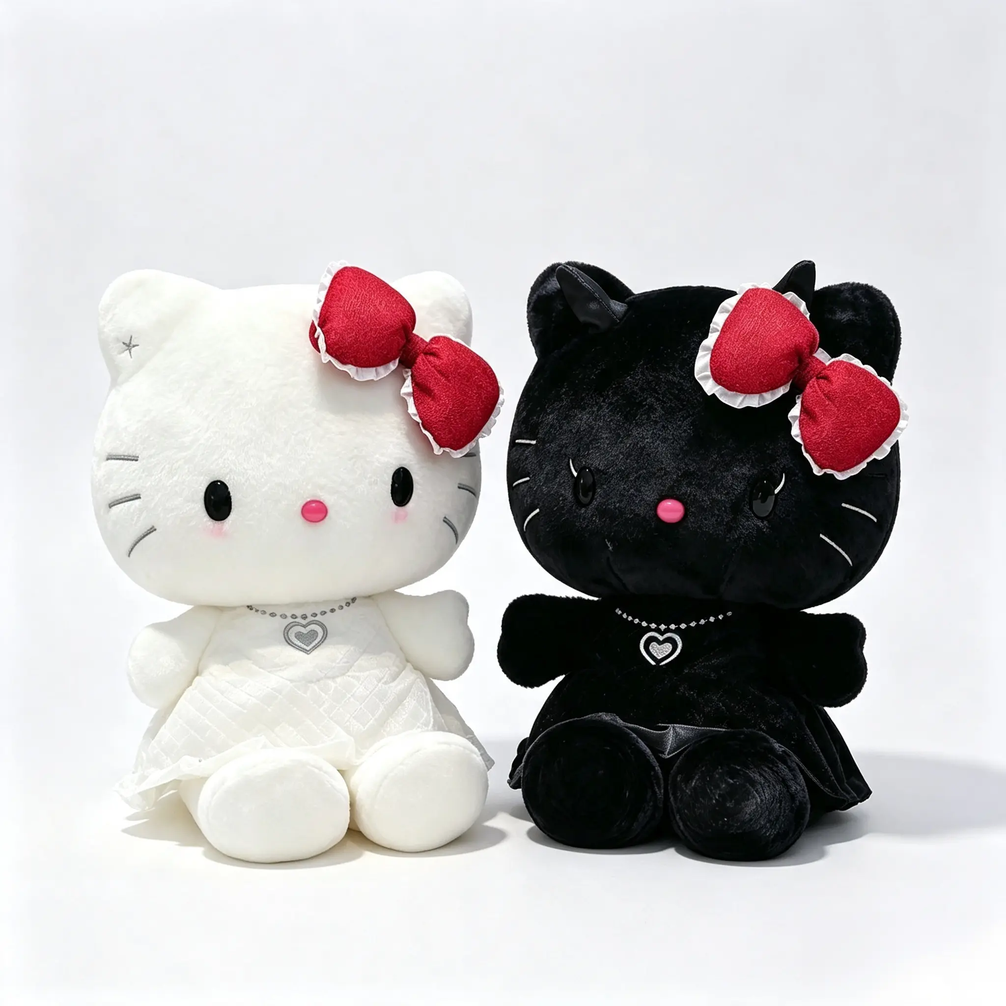 Sanrio Hello Kitty 11.8 Inch Angel And Devil Series Plush, Fluffy Wings Heart Accent, Gothic Aesthetic, Signature Bow, Bedroom Shelf Decor And Cuddle Buddy, Gift For Sanrio Fans