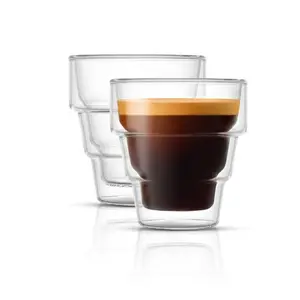 Pila Double Walled Espresso Glass Cups, Set of 2