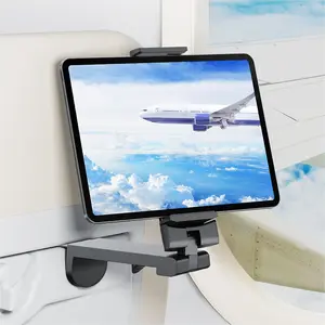 SQ-CPS011 Airplane Tablet Holder Mount, Travel Essential Handsfree Tablet Stand for Flying with Multi-Directional 360 Degree Rotation, Compatible with iPad/Galaxy Tabs (Only Fits 7–11" Tablets)