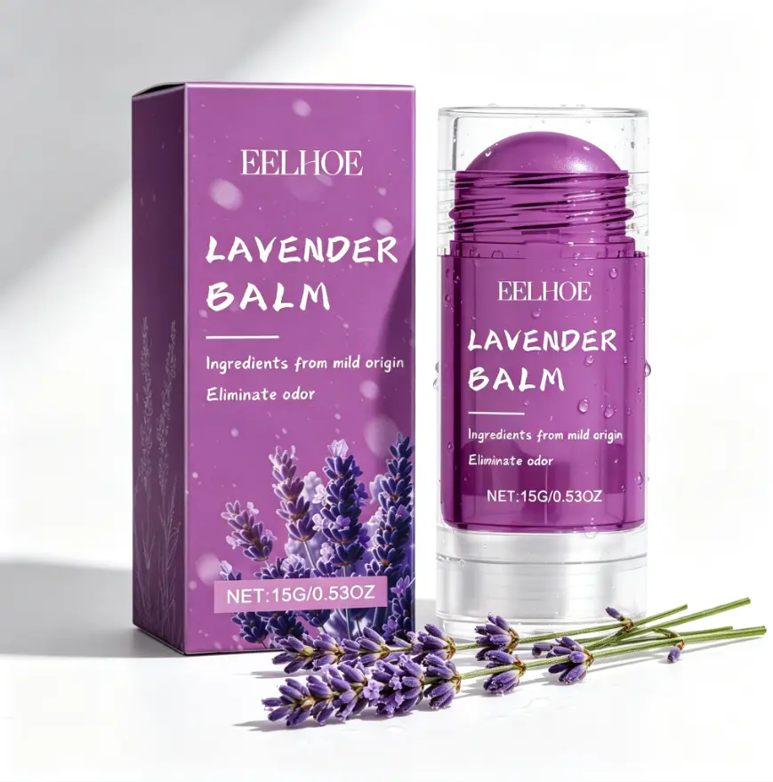 Lavender Solid Perfume Stick, Gentle Deodorant Balm for Daily Odor Removing, Smooth Alcohol-Free Formula for Sensitive Skin, 15g Travel Size, Scent, Workout/Office, Natural Lavender, Easy Apply, Solid Stick