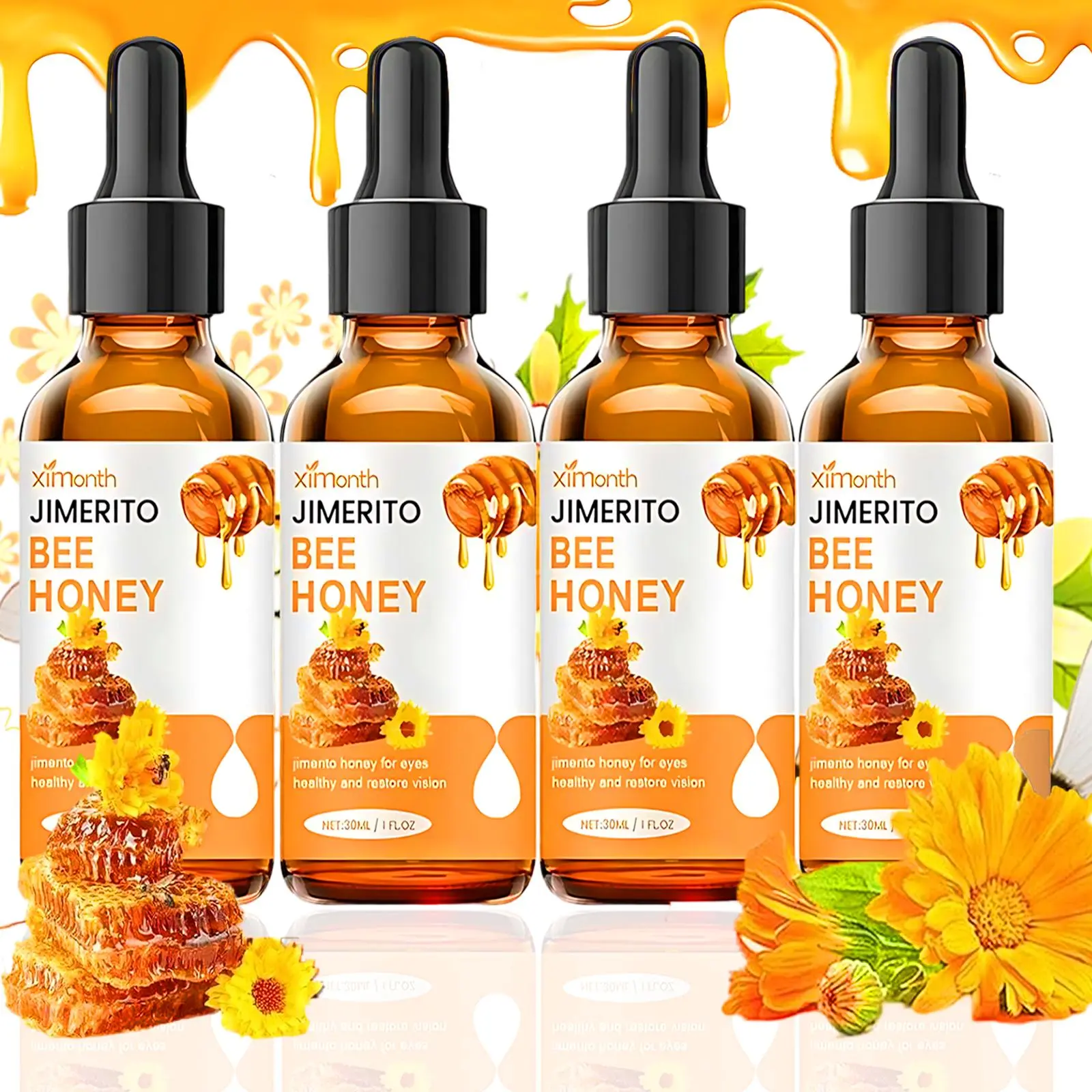 Jimerito Honey Eye Drops Refreshing Moisturizing Soothing for Dry Astringent Eyes Natural Ingredients Fast Acting Daily Use 30mL Moisturizer  Moisture Hydrate Hydrating, Eye Care Drops, Eye Solution