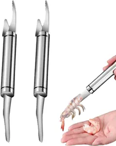 2PC Shrimp Deveiner Tool Stainless Steel Shrimp Deveining Tool Efficient Shrimp Peeler and Deveiner Tool Portable Shrimp Cleaner Shrimp Knife for Easy Shrimp Deveining Shrimp Cleaning Tool