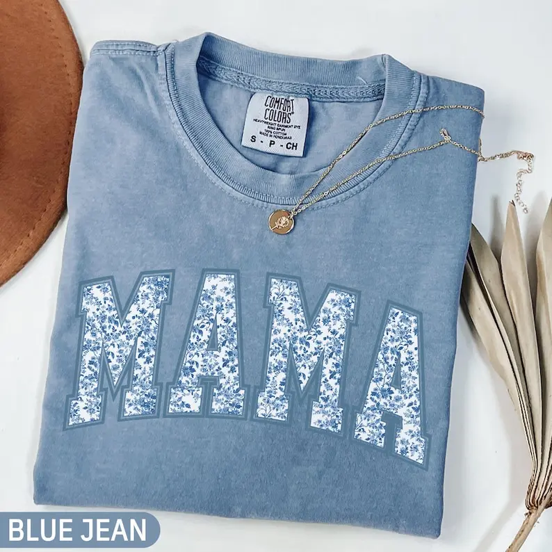 Comfort Colors Mama T-Shirt, Toile Floral Mama TShirt, Pregnancy Announcement Boy, Mom Life Tee, Cute Mom Mothers Day Gift, New Mom TShirt