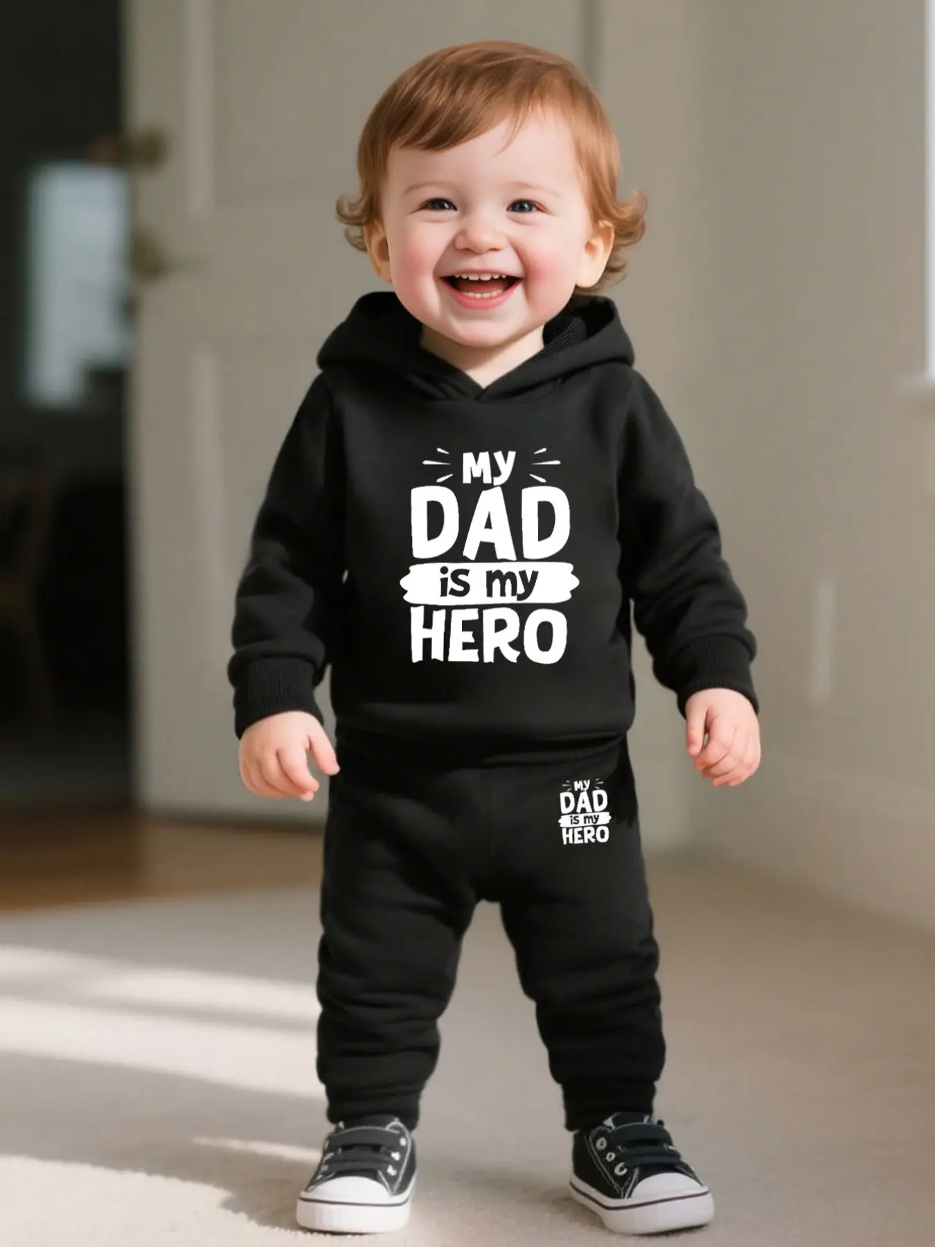 Boys' Letter Print Hoodie with Hood, Fashion Hoodies, Casual Fitted Winter Wear, Comfortable Holiday Design, Ideal Gift for Children, Random Pattern