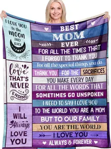 Mothers Day Blanket for Moms Super Soft Anti-Static 60"x80" Flannel Throw Best Mommy Ever Present Valentine's Christmas Birthday Gift from Daughter Son