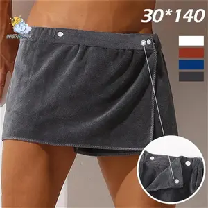 Mens Body Wrap Towel Snap-on Shower Wrap Absorbent Elastic Waist Towel Wrap for Gym Spa Beach Shower Bathroom