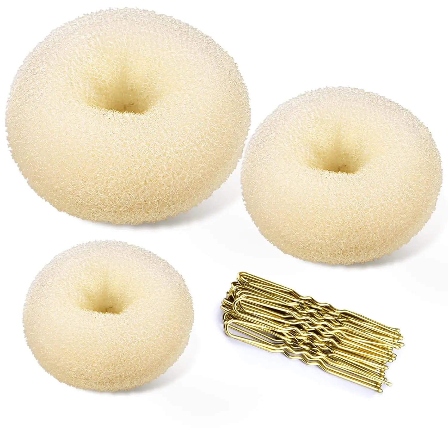 Dount Bun Maker, 3PCS Black Hair Bun Maker with 20PCS Bobby Pins for Ballet, Dance Haircare Heatless