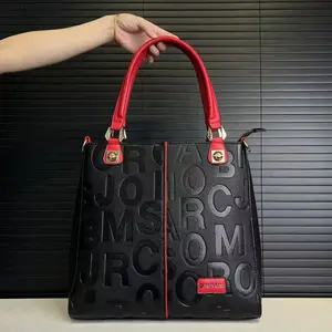 Hot-Selling Embossed Letter Tote Bag, Pebble Grain Leather, Metal Hardware, Premium Texture, Ideal for Work, Daily Use, Leisure, Monogram Tote Bag