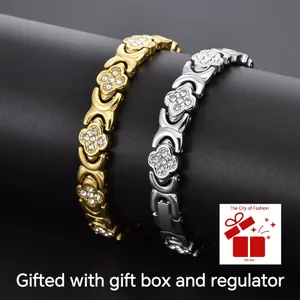 City Fashion Copper Bracelets for Women, Ultra Strength Magnetic Bracelet with 3800 Gauss Magnets & Sparkling Cubic Zirconia, Adjustable,charm bracelet Rhinestone Decorated Bangle-MothersDayGift