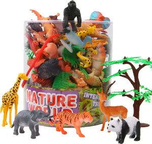 Animals Figure,54 Piece Mini Jungle Animals Toys Set With Gift Box,ValeforToy Realistic Wild Animal Learning Party Favors Toys For Boys Girls Kids Toddlers Forest Small Farm Animals Toys Playset
