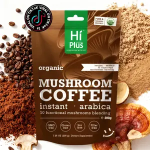 HiPlus Organic 10-in-1 Mushroom Coffee (7oz) – Instant Arabica with Lion’s Mane, Chaga & Reishi – Nootropic Focus, Energy & Immune Support – Keto, Vegan & Non-GMO