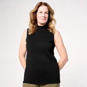 MarlaWynne WynneCollection Sweater Knit Mock Neck Sleeveless Shell