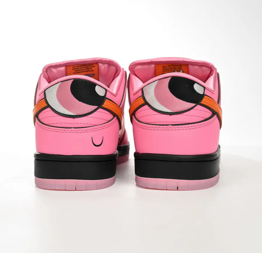 Neon Pink Low Top Sneakers, Bright Barbie Pink Upper, Orange Swoosh Detail, White Laces, Classic Dunk Style Casual Shoes