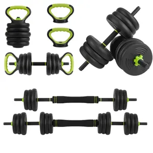 66Lbs Adjustable 4-in-1 Dumbbell Set, Multi-Functional Home Gym Equipment Converts to Barbell, Kettlebell & Push-Up Stand, Heavy Duty Free Weights for Full Body Strength Training, Non-Slip Grip Space-Saving Design for Men & Women, 66 lbs Total