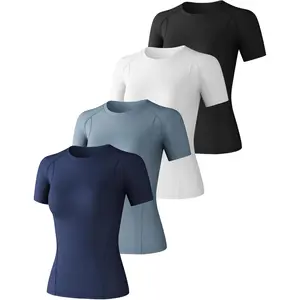Pack Women's Compression Shirt Cool Dry Long Short Sleeve Underscrub Workout Athletic Tops Baselayer for Yoga Gym Running