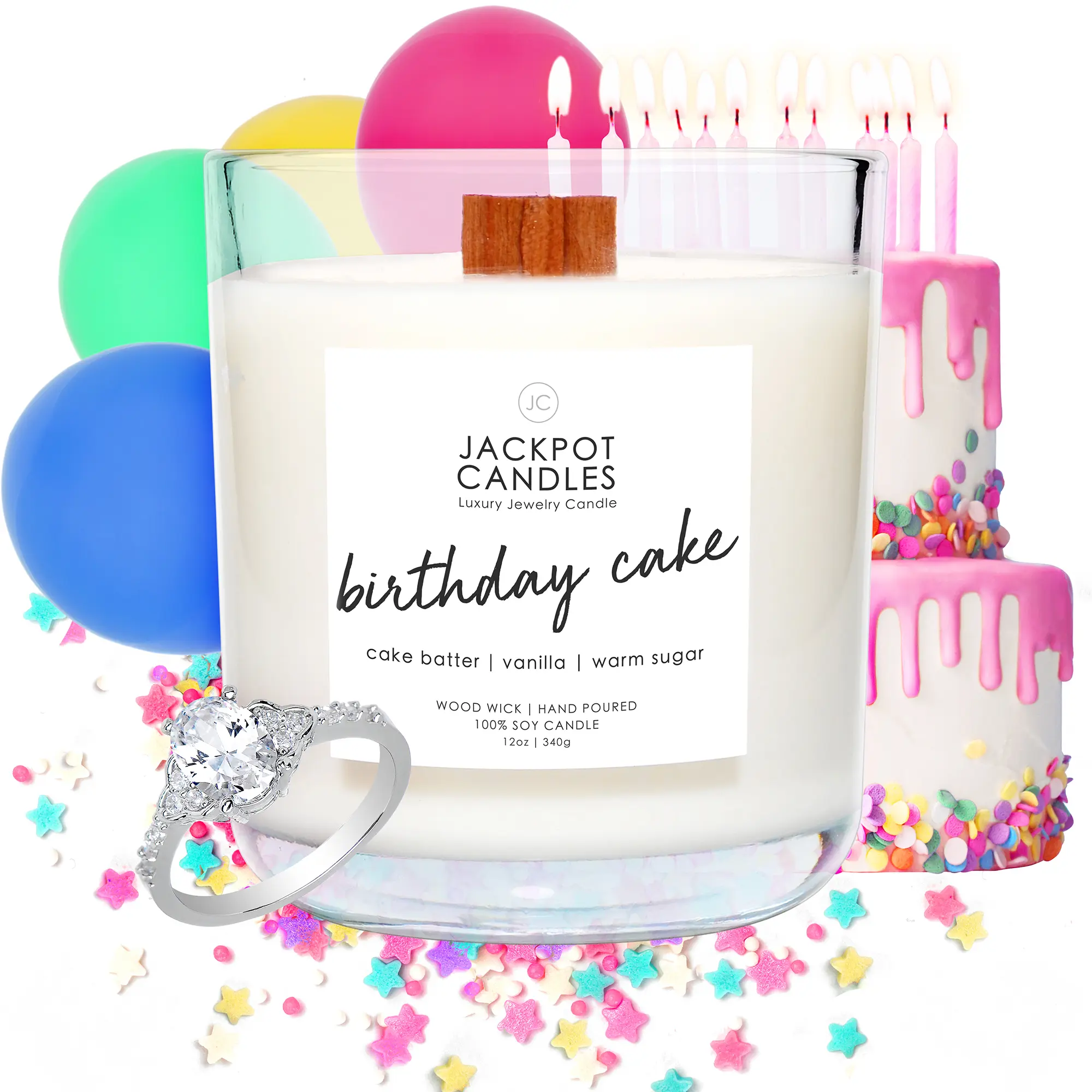 Birthday Cake Wooden Wick Ring Candle Birthday Cake Wooden Wick Ring Candle