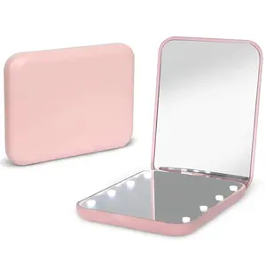 Valentines Gift for GF Pocket Mirror, LED Lighted Makeup Mirror,  Purse Mirror, 1X/3X Magnification, 2-Sided, Portable, Folding, Handheld, Compact Mirror for Travel, Women Gift Cosmetic