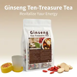 Super Ginseng Ten-Treasure Tea - 10 Bags HerbalBeverage for Vitality, Natural Ingredients, No Additives,Caffeine Free, 10 Premium Ingredients Blend herbal health herbal formula Kidney Gift Set Detox