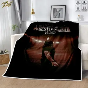 WWE WrestleMania Roman Reigns Tribal Chief Flannel Blanket, Cozy Velveteen Throw Blanket for Couch Sofa Bed, Soft Lightweight Warm Wrestling Blanket, WWE Fan Bedroom Decor Gift for Men Women