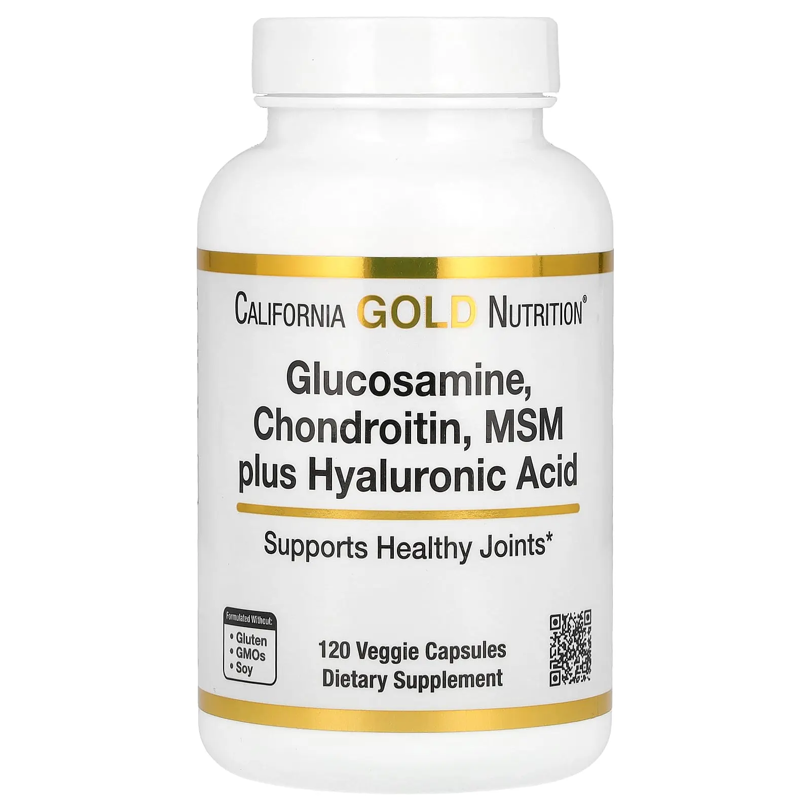 California Gold Nutrition Glucosamine, Chondroitin, MSM Plus Hyaluronic Acid, 120 Veggie Caps