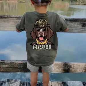 Youth & Adult Bruh GSP Dog Short Sleeve Shirt, Southern Boys Girls Tee, Southern Shirt, Youth Clothings, Hunting & Fishing Graphic Top, Camo Country Style T-Shirt, Outdoor Kids Apparel, Gift For Boys