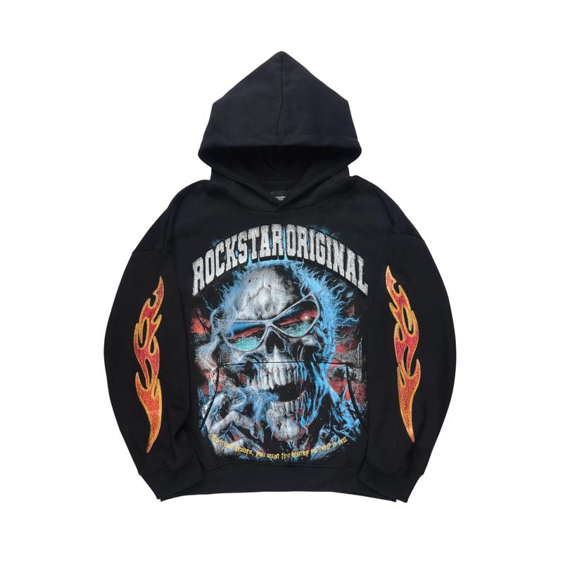 Slate Black Rhinestone Oversized Hoodie