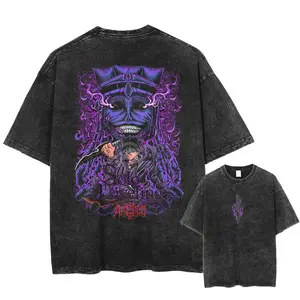 Retro Vintage "Arise Solo Leveling" - Anime Double Printed Oversized Mineral Washed Unisex T-Shirt Gift For Anime Fan Cotton Fabric