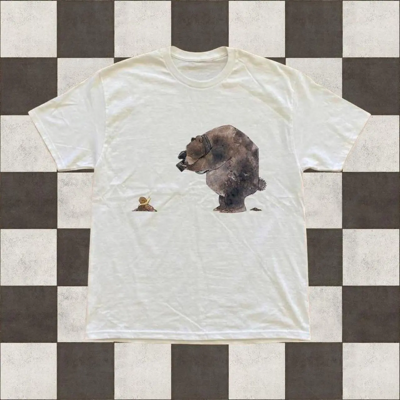 Cute Bear and Snail Shirt, Woodland Animal Graphic Tee, Vintage Watercolor Bear T-Shirt, Cozy Nature Shirt, Cottagecore Unisex Gift