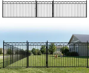 Fencer Wire Heavy Duty Garden Fence Border, 8FT Wide Decorative Arc Fence with 4FT Height Panels, Gate, Posts, Connectors, Metal Fencing Barrier for Residential, Yard, Pool, Patio