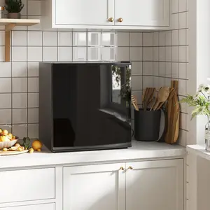 1.1 Cu.Ft Countertop Mini Freezer, Compact Upright Freezer with Removable Shelves, Black Camp Kitchen Cooler for Camping & Hiking