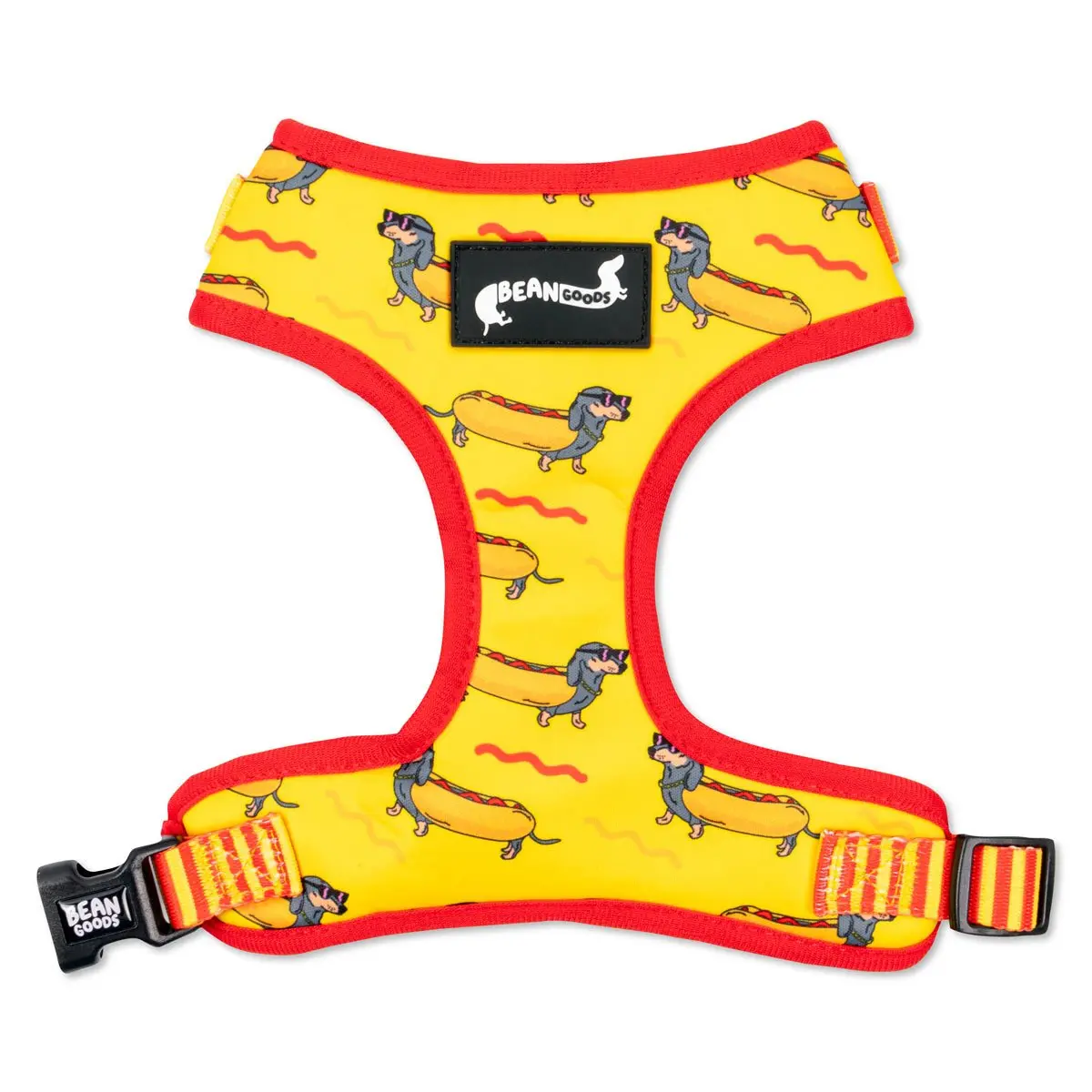 Adjustable Dog Harness - Hot Dog Collection with Custom Neoprene Fabric & Breathable Mesh for Comfort