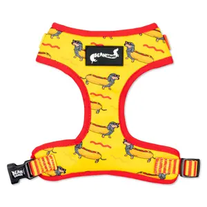 Adjustable Dog Harness - Hot Dog Collection with Custom Neoprene Fabric & Breathable Mesh for Comfort