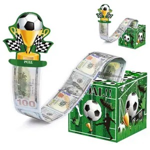 Happy Birthday Money Box for Cash Gift,Football surprise gift box decoration,Game Pull Surprise Presentation Box for Kids/Adult Presents,Money Cake Pull out Cash with Card and Transparent Bags,Ideal Gifts for Happy Bday Party Decorations