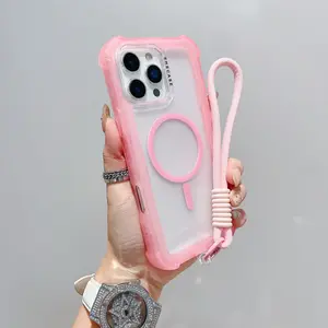 One new transparent matte iridescent case for MagSafe phone of Apple 17 Pro Max. Also suitable for 16 Pro hanging strap. Comes with 4 corner thickening for shock protection for 16/15 Pro Max/13 Pro. Comes with a protective case.