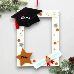 Personalized Graduation Picture Frame Christmas Ornament – Custom Name & Year – Photo Holder Cap & Diploma Keepsake – Noel Box