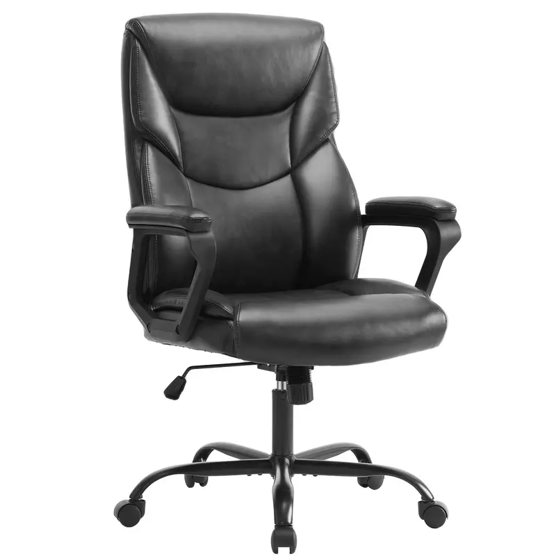 Sweet Furniture Ergonomic Computer Desk Chair - Leather Upholstered Conference Chair with Armrests, Swivel for Quick Turns, Plush Foam Cushioning, Durable Fully Assembled Modern Design for Focused Work, Ergonomic Computer Chair