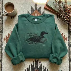 Embroidered Stupid Canadian Wolf Bird Sweatshirt, Funny Hockey Romance Crewneck, LGBT Hockey Fan Gift
