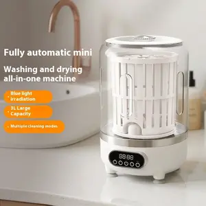 Fully automatic mini washing/drying combined machine, with a 3-liter capacity, blue light sterilization for protecting personal hygiene, multiple cleaning modes, and a stable bottom drainage pipe/suction cup that does not shake.