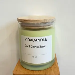 VidaCandle Cool Citrus Basil Soy Aromatherapy Candle, 10 oz