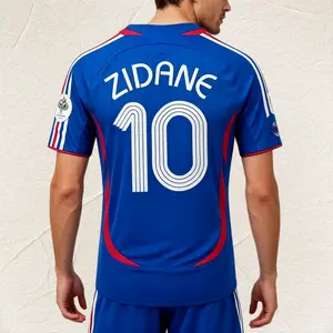 2006 Home Short Sleeve No.10 Zidane Fan Edition Retro Soccer Jersey Blue